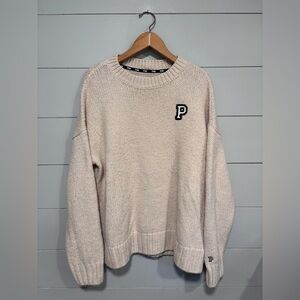Cream Knit Sweater with P Logo